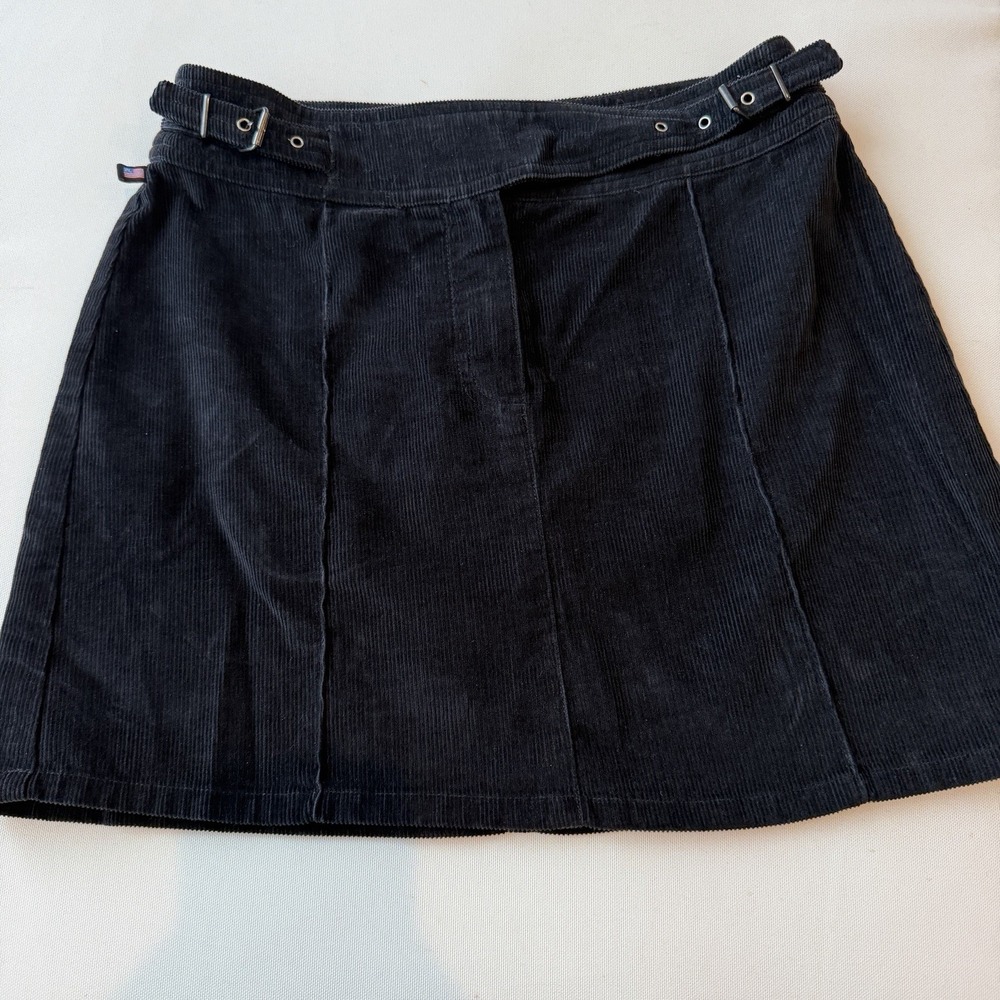Polo Ralph Lauren Women's Black Corduroy Skirt M Double Buckle Vintage A-line